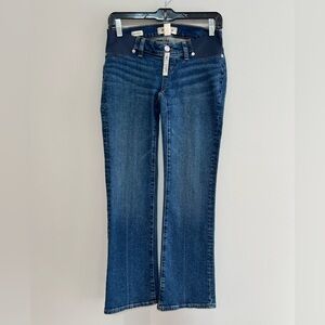 Madewell NWT The Maternity Side-Panel Kick Out Crop Jeans, Medium Dark Blue, 23